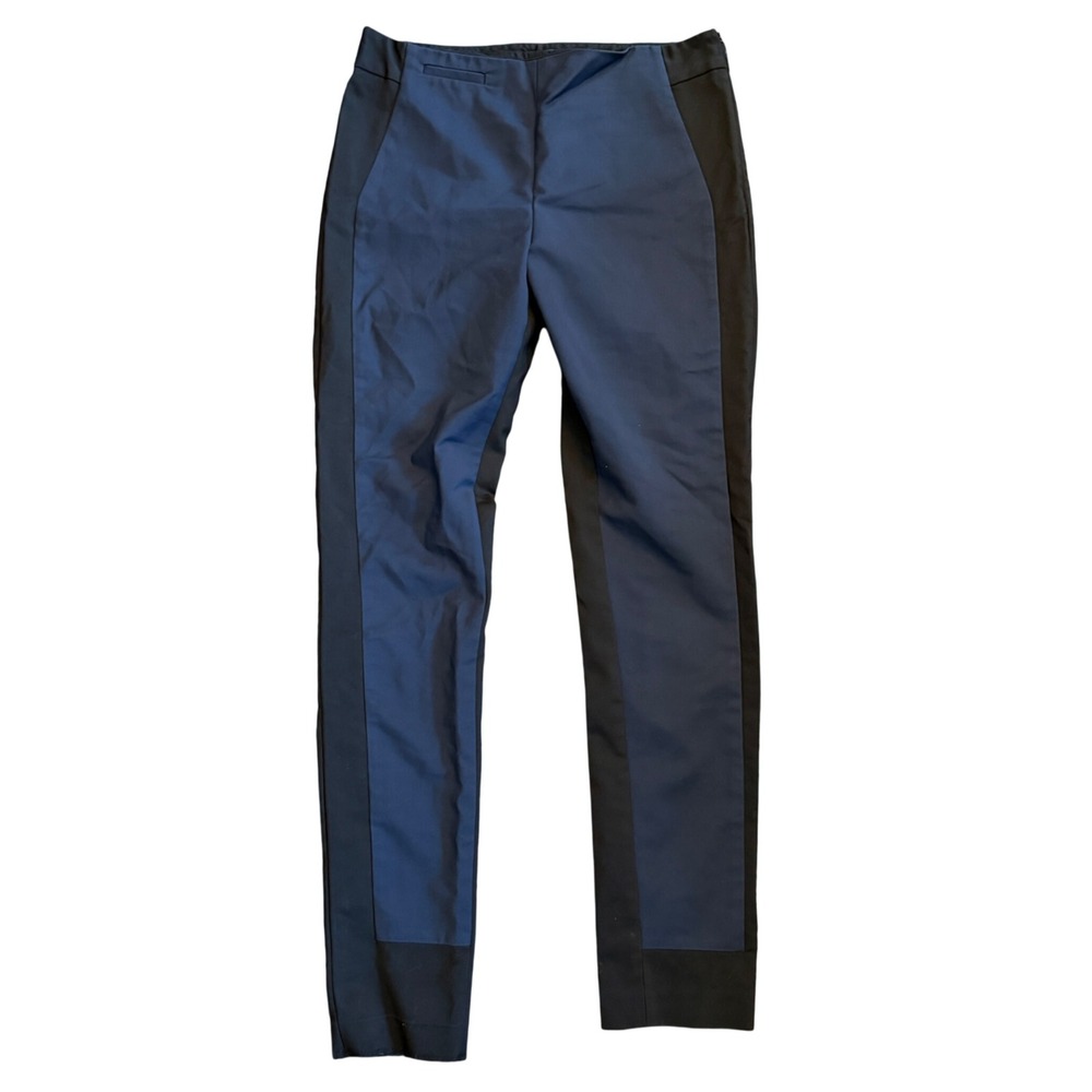 Armani Exchange Womens Blue Black Colorblock Slim Fit Side Zip Trousers Size 6